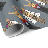 Funny Llama Bride en Groom Wedding Art Cadeaupapier (Rol Hoek)