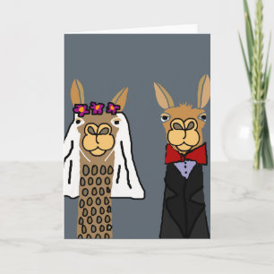 Funny Llama Bride en Groom Wedding Art Kaart