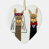 Funny Llama Bride en Groom Wedding Art Keramisch Ornament (Rechts)
