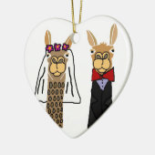 Funny Llama Bride en Groom Wedding Art Keramisch Ornament (Links)