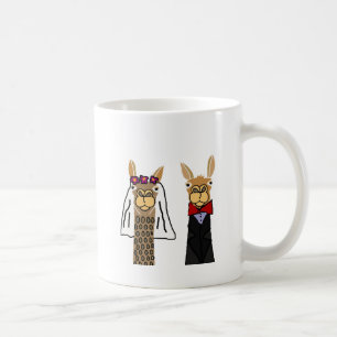 Funny Llama Bride en Groom Wedding Art Koffiemok