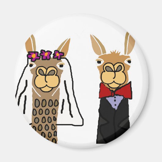 Funny Llama Bride en Groom Wedding Art Magneet (Voorkant)