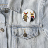 Funny Llama Bride en Groom Wedding Art Ronde Button 5,7 Cm (In situ)