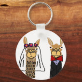 Funny Llama Bride en Groom Wedding Art Sleutelhanger (Voorkant)