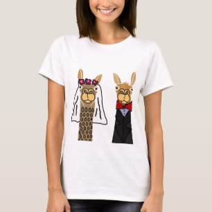 Funny Llama Bride en Groom Wedding Art T-shirt