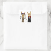 Funny Llama Bride en Groom Wedding Art Vierkante Sticker (Tas)