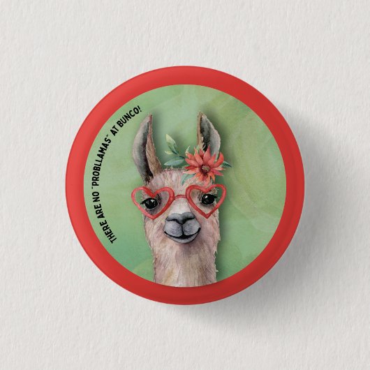 Funny Llama Bunco Ronde Button 3,2 Cm (Voorkant)
