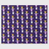 Funny Llama die een roze bubbelpatroon blaast Cadeaupapier (Vlak)