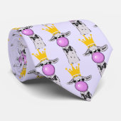 Funny Llama die een roze bubbelpatroon blaast Stropdas (Opgerold)