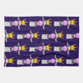 Funny Llama die een roze bubbelpatroon blaast Theedoek (Horizontaal)