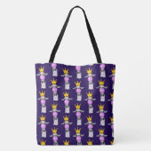 Funny Llama die een roze bubbelpatroon blaast Tote Bag (Achterkant)