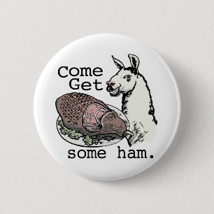 Funny Llama die ham krijgt van Mudge Studios Ronde Button 5,7 Cm