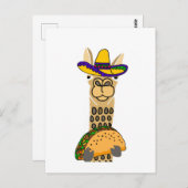 Funny Llama die Taco-Cartoon eet Briefkaart (Voorkant / Achterkant)