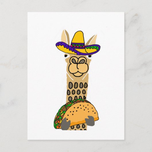 Funny Llama die Taco-Cartoon eet Briefkaart (Voorkant)