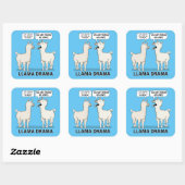 Funny Llama Drama Vierkante Sticker (Vel)