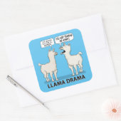 Funny Llama Drama Vierkante Sticker (Envelop)