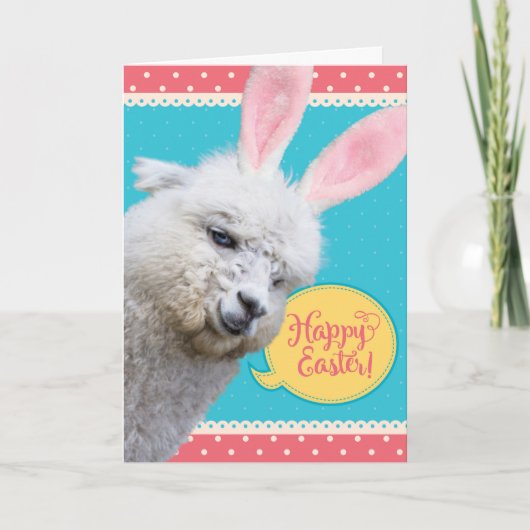 Funny Llama Easter Bunny Llamanated Pasen Kaart (Voorkant)