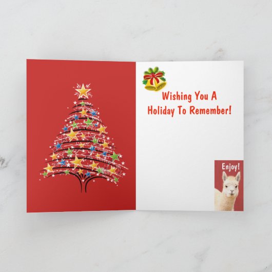 Funny Llama en kerstversieringen Feestdagen Kaart (Binnen)