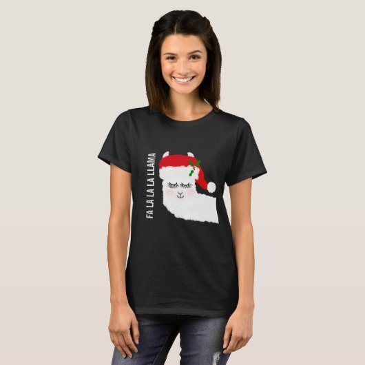 Funny Llama Fa La La Llama Kersta T-shirt (Voorkant volledig)