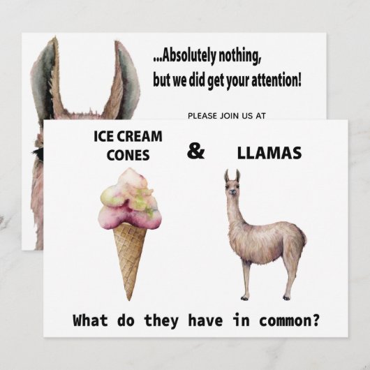 Funny Llama Family Renion Uitnodiging (Voorkant / Achterkant)