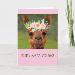 Funny Llama Flower Tiara Crown Birthday Kaart