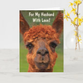 Funny Llama "For My Husband" Birthday Kaart (Gele Bloem)