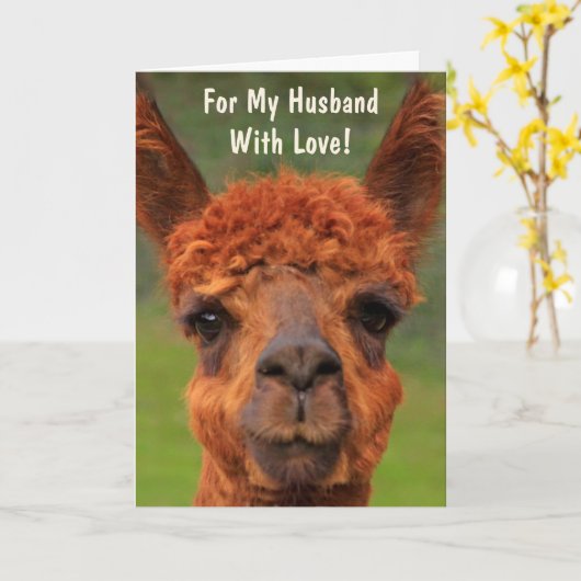 Funny Llama "For My Husband" Birthday Kaart (Gele Bloem)