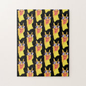 Funny Llama-gezicht met bril-patroon Legpuzzel (Verticaal)