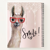 Funny Llama Girly Pink Glitter Notitieboek (Achterkant)