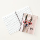 Funny Llama Girly Pink Glitter Notitieboek (Binnen)