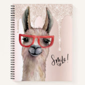 Funny Llama Girly Pink Glitter Notitieboek (Voorkant)