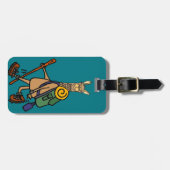 Funny llama Hiking cartoon Bagagelabel (Voorkant horizontaal)