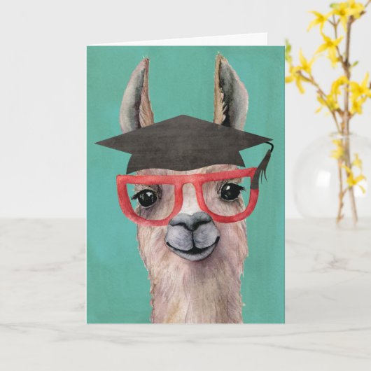 Funny Llama Humor 8e klas Afstuderen Kaart (Gele Bloem)