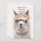 Funny Llama Ik mis je Wenskaart Aankondiging (Voorkant)