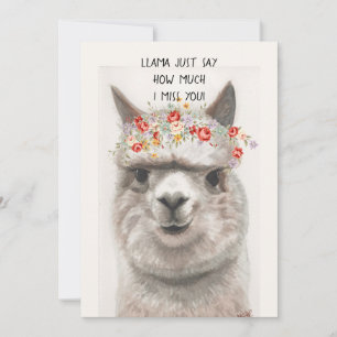 Funny Llama Ik mis je Wenskaart Aankondiging