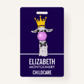 Funny Llama Illustratie die een roze bubbeltje bla Badge (Achterkant)