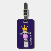 Funny Llama Illustratie die een roze bubbeltje bla Bagagelabel (Voorkant verticaal)