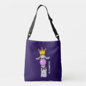 Funny Llama Illustratie die een roze bubbeltje bla Crossbody Tas (Achterkant)