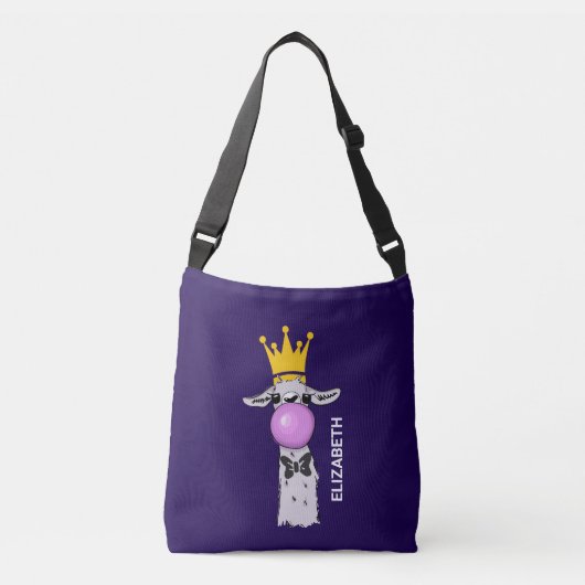 Funny Llama Illustratie die een roze bubbeltje bla Crossbody Tas (Voorkant)