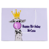 Funny Llama Illustratie die een roze bubbeltje bla Groot Cadeauzakje (Voorkant)