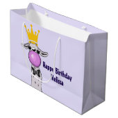 Funny Llama Illustratie die een roze bubbeltje bla Groot Cadeauzakje (Voorkant Gekanteld)