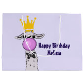 Funny Llama Illustratie die een roze bubbeltje bla Groot Cadeauzakje (Achterkant)