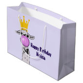 Funny Llama Illustratie die een roze bubbeltje bla Groot Cadeauzakje (Achterkant Gekanteld)