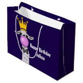 Funny Llama Illustratie die een roze bubbeltje bla Groot Cadeauzakje (Voorkant Gekanteld)