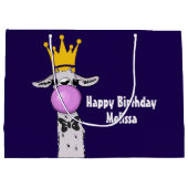 Funny Llama Illustratie die een roze bubbeltje bla Groot Cadeauzakje (Achterkant)