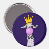 Funny Llama Illustratie die een roze bubbeltje bla Magneet (Voorkant / Achterkant)