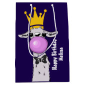 Funny Llama Illustratie die een roze bubbeltje bla Medium Cadeauzakje (Voorkant)