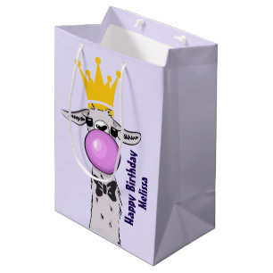 Funny Llama Illustratie die een roze bubbeltje bla Medium Cadeauzakje
