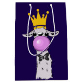 Funny Llama Illustratie die een roze bubbeltje bla Medium Cadeauzakje (Voorkant)