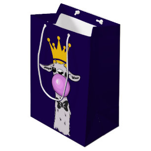 Funny Llama Illustratie die een roze bubbeltje bla Medium Cadeauzakje